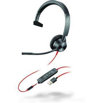 Poly Гарнітура комп'ютерна моно On-ear Blackwire 3315-M, USB-A, всеспрямований, чорний 76J13AA фото