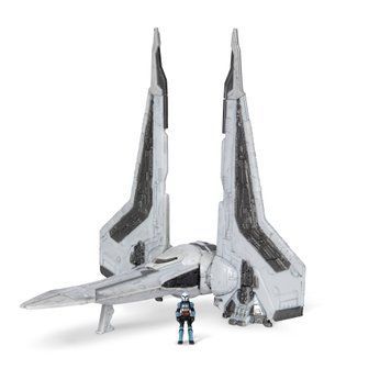 Star Wars Игровая коллекционная фигурка Medium Vehicle Транспорт и фигурка Kom'rk-Class Mandalorian Starfighter 12.5см SWJ0019 фото