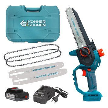 K&ouml;nner & S&ouml;hnen Пила ланцюгова акумуляторна Konner&Sohnen KS MCS20V-8 CASE 20В акб 1х2А&middot;год шина 20см ЗП 1.45кг KSMCS20V-8CASE фото