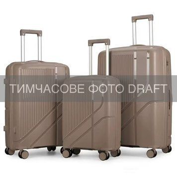 2E Набор чемоданов, M7969, полипропилен, (L+M+S), 4 колеса, кодовий замок, шампань 2E-PP-M7969-SET3-CH фото
