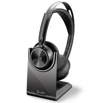 Poly Гарнітура комп'ютерна стерео On-ear Voyager Focus 2-M з підставкою для заряджання, USB-A, Bluetooth, односпрямований, ANC, Acoustic fence, сертифікат Microsoft Teams, чорний 77Y87AA фото
