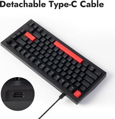 Lemokey Клавиатура механическая X4 84Key, Keychron Red, USB-A, QMK/VIA, Hot-Swap, EN/UKR, Red led, чорний X4-A1-UA фото