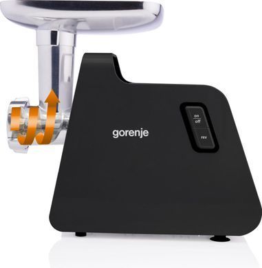 Gorenje М'ясорубка, 2000Вт, 2,6кг/хв, 2 решітки, пластик/метал, чорний MG2001SB фото