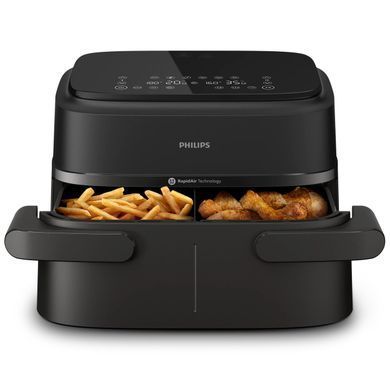 Philips Мультипіч Ovi Flex Dual 2450Вт, чаша-6+3л, сенсорне управл., 2 контейнера, 6 авто. програм, пластик, чорний NA150/00 фото