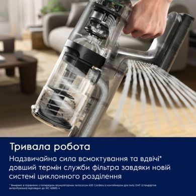 Electrolux Пилосос безпровідний, вологе прибирання, конт пил -0.5л, автон. робота до 50хв, вага-2.49кг, НЕРА12, 5 насадок, синій EP61H21WET фото