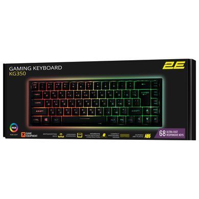 Клавіатура 2E GAMING KG350 RGB 68key USB Black UKR 2E-KG350UBK фото