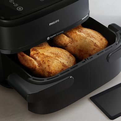 Philips Мультипіч Ovi Flex Dual 2450Вт, чаша-6+3л, сенсорне управл., 2 контейнера, 6 авто. програм, пластик, чорний NA150/00 фото