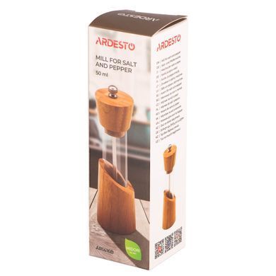 ARDESTO Мельница для соли и перца Midori, 50мл, бамбук, нержавеющая сталь, пластик