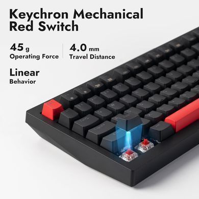 Lemokey Клавиатура механическая X4 84Key, Keychron Red, USB-A, QMK/VIA, Hot-Swap, EN/UKR, Red led, чорний X4-A1-UA фото