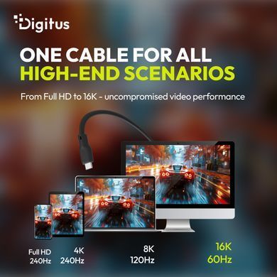 Digitus Кабель DIGITUS USB-C > USB-C заряджання/синхронізації, USB4 2.0, 80G, 240W, 16K, силіконовий, 0.5м, чорний AK-300350-005-S фото