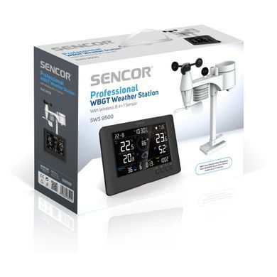 Sencor Метеостанція Sencor, внутр/зовн вимірювання, від мережі/CR2032x1+AAx3, темп-ра, вологість, час, прогноз погоди, атмосферний тиск, шв. вітру, чорний SWS9500 фото