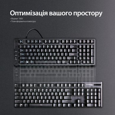 HyperX Клавіатура мембранна HyperX Alloy Origins EVE 1800 99key, Red, USB-A, EN/UA, RGB, чорний B7JE0AA фото