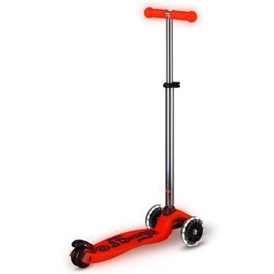 Самокат MICRO серии "Maxi Deluxe Glow LED" - КРАСНАЯ АУРА (до 50 kg, 3-х колесный, свет) MMD368 фото