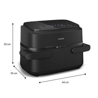 Philips Мультипіч Ovi Flex Dual 2450Вт, чаша-6+3л, сенсорне управл., 2 контейнера, 6 авто. програм, пластик, чорний NA150/00 фото