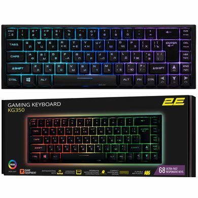 Клавіатура 2E GAMING KG350 RGB 68key USB Black UKR 2E-KG350UBK фото