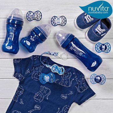 Пустушка Nuvita 7085 Air55 Cool симетрична 6m+ "LOVE" блакитно-синя NV7085CB фото