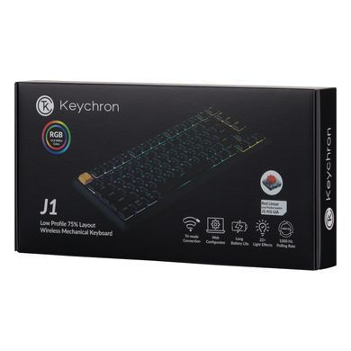 Keychron Клавіатура механічна J1 82Key, K pro Red, WL/BT/USB-A, QMK, Hot-swap, EN/UKR, RGB, чорний J1-H1-UA фото