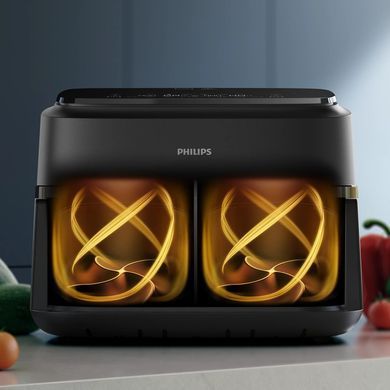 Philips Мультипіч Ovi Flex Dual 2450Вт, чаша-6+3л, сенсорне управл., 2 контейнера, 6 авто. програм, пластик, чорний NA150/00 фото