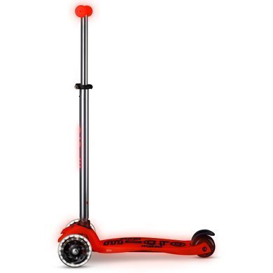 Самокат MICRO серии "Maxi Deluxe Glow LED" - КРАСНАЯ АУРА (до 50 kg, 3-х колесный, свет) MMD368 фото