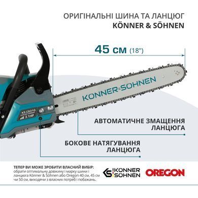 K&ouml;nner & S&ouml;hnen Пила бензиновая KS CS31G-18 45см 54.5см3 5.6кг KSCS31G-18 фото