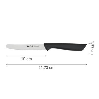 Нож универсальный зубчатый Tefal COLORFOOD, длинна лезвия 10 см, чорный нержавеющая сталь, пластик K2731304 фото