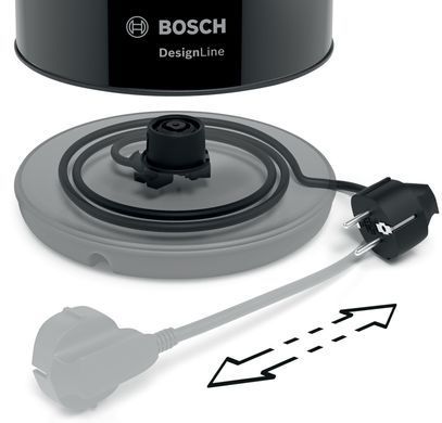 Bosch Електрочайник, 1.7л, метал, чорний TWK3P423 фото