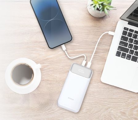 D-Link Аккумулятор портативний литій-ионний Power Bank 20000мАч, 65Вт PD 3.0, QC 3.0, 2xUSB-C, 1xUSB-A з дисплеем, белий DPP-201 фото