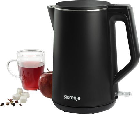 Gorenje Электрочайник, 1,5л, 2,200 Вт, корпус- нержав., Strix, матовый, черный K15DWBK фото