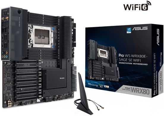 Материнская плата серверная ASUS PRO WS WRX80E-SAGE SE WIFI sWRX8 WRX80 8xDDR4 M.2 WiFi BT EATX 90MB1590-M0EAY0 фото