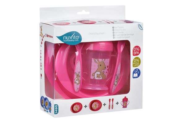 Набір Nuvita для годування 12м+ Рожевий 4 предмета NV1495Pink фото