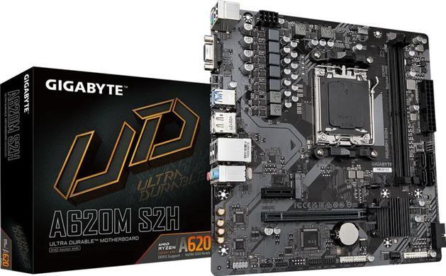 Gigabyte Материнська плата GIGABYTE A620M S2H sAM5 A620 2xDDR5 M.2 HDMI DP D-Sub mATX A620M_S2H фото