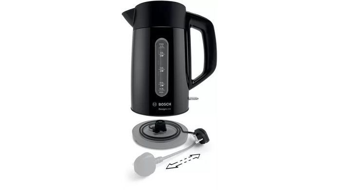 Bosch Електрочайник, 1.7л, метал, чорний TWK3P423 фото