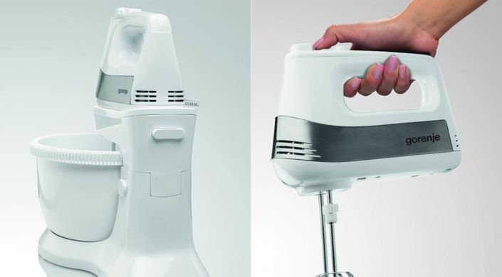 Gorenje Міксер стаціонарний 500Вт, насадки-4, чаша-пластик, 3л, білий M500DCS фото