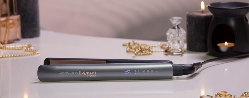 Remington Випрямляч Keratin Protect, 55Вт, темп.режимів-5, 160-230С, кераміка, сріблястий S8598 фото
