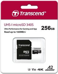 Карта памяти Transcend microSD 256GB C10 UHS-I U3 A2 R160/W125MB/s + SD TS256GUSD340S фото