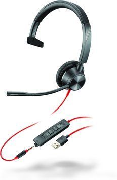 Poly Гарнітура комп'ютерна моно On-ear Blackwire 3315, USB-A, всеспрямований, чорний 76J12AA фото