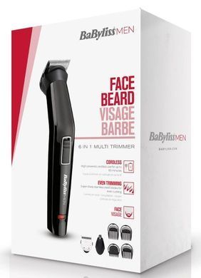 BaByliss Набір для стрижки, для бороди, вусів, голови і носа, акум., вібраційний мотор, насадок-6, сталь, чорний MT725E фото