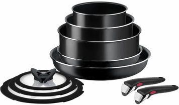 Tefal Набір посуду Ingenio Easy Cook & Clean, 10предметів, алюміній, нержавіюча сталь, бакеліт, чорний L1539053 фото