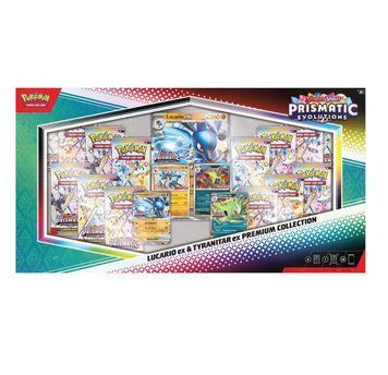 Pokemon TCG Pokemon TCG Scarlet & Violet Prismatic Evolutions Lucario Ex & Tyranitar Ex Premium Collection Box 196214130029 фото
