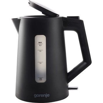 Gorenje Електрочайник 1.7л, Strix контроль, чорний матовий K17OPB фото