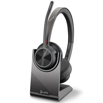 Poly Гарнітура комп'ютерна стерео On-ear Voyager 4320-M з адаптером BT700 та підставкою для заряджання, USB-A, Bluetooth, односпрямований, Acoustic fence, сертифікат Microsoft Teams, чорний 77Z32AA фото