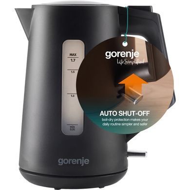 Gorenje Electric kettle, 1,7L, Strix, black matte K17OPB фото