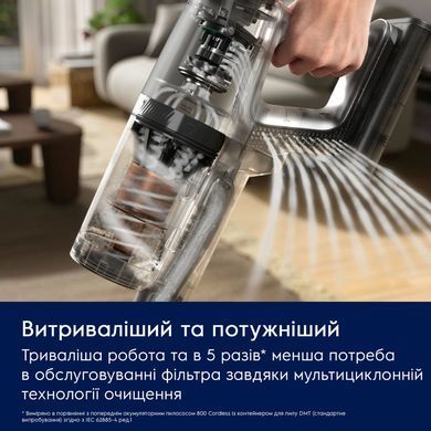 Electrolux Пилосос безпровідний, конт пил -0.4л, автон. робота до 90хв, вага-3.2кг, НЕРА12, AutoMode, BRC, 4 насадки, сірий EP82UB25UG фото