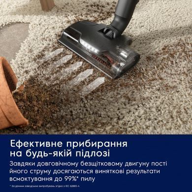 Electrolux Пилосос безпровідний, конт пил -0.4л, автон. робота до 90хв, вага-3.2кг, НЕРА12, AutoMode, BRC, 4 насадки, сірий EP82UB25UG фото