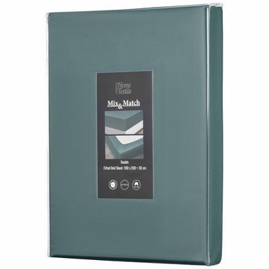 ARDESTO Простынь на резинке Mix&Match Premium, 180x200+30см, 100% хлопок, сатин, зеленый