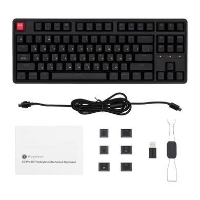 Keychron Клавіатура механічна C3 Pro V2 87Key, K pro Brown, USB-A, QMK, Hot-swap,8K, EN/UKR, RGB, чорний C3PX-H3-UA фото