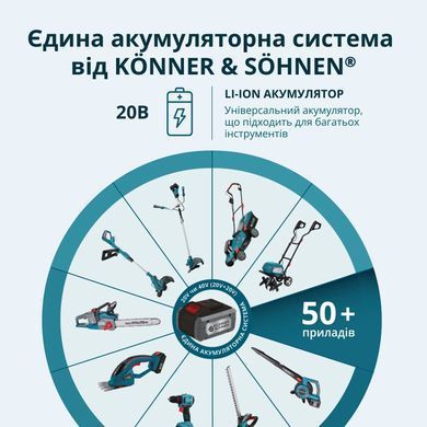 K&ouml;nner & S&ouml;hnen Пила ланцюгова акумуляторна Konner&Sohnen KS MCS20V-8 20В шина 30см 2.05кг без АКБ та ЗП KSMCS20V-8 фото