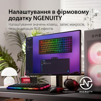 HyperX Клавіатура механічна HyperX Alloy Origins 2 1800 103key, Red, USB-A, Hot-Swap, EN/UA, RGB, чорний B4QS4AA фото
