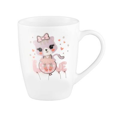 ARDESTO Mug with spoon Love, 320ml, new bone china, stainless steel, white AR3042BS фото