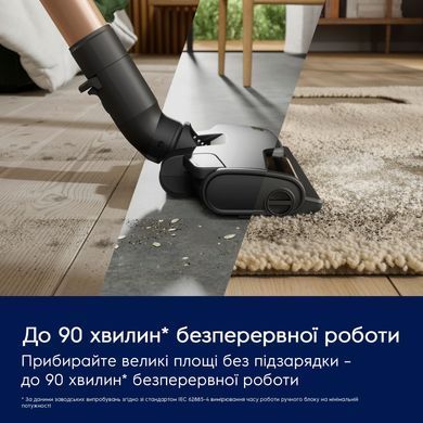 Electrolux Пилосос безпровідний, конт пил -0.4л, автон. робота до 90хв, вага-3.2кг, НЕРА12, AutoMode, BRC, 4 насадки, сірий EP82UB25UG фото